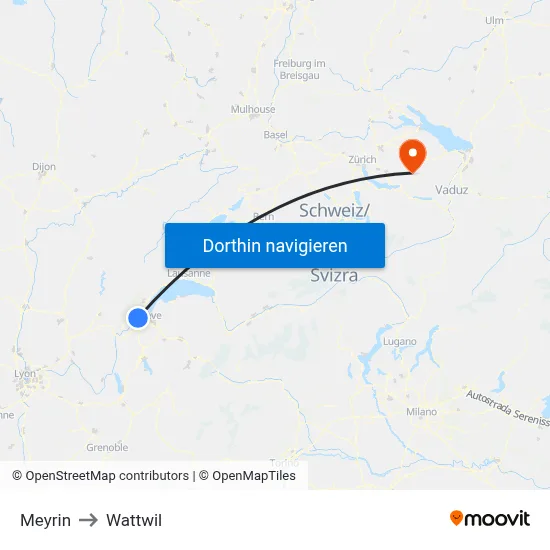 Meyrin to Wattwil map