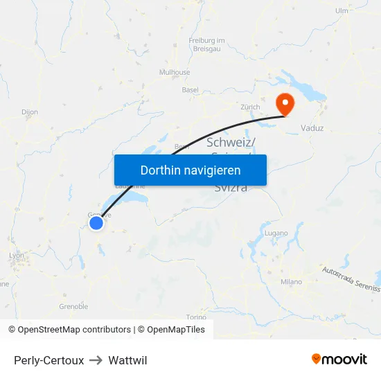Perly-Certoux to Wattwil map