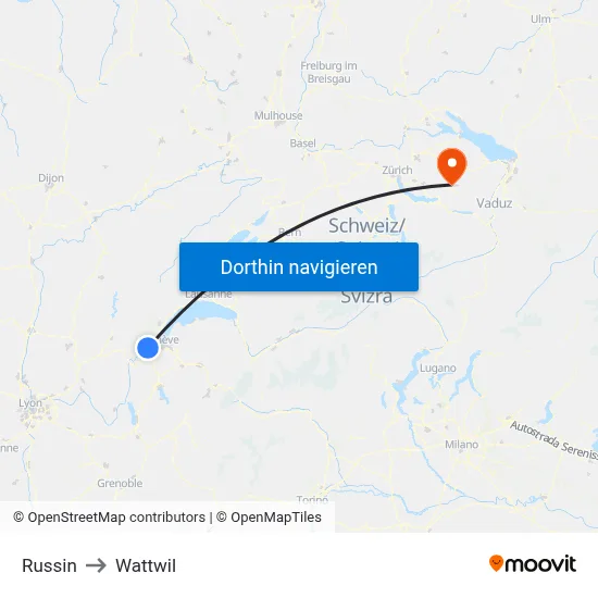 Russin to Wattwil map