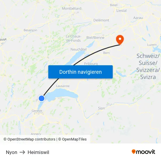 Nyon to Heimiswil map
