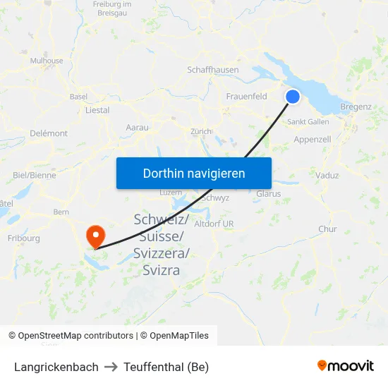 Langrickenbach to Teuffenthal (Be) map