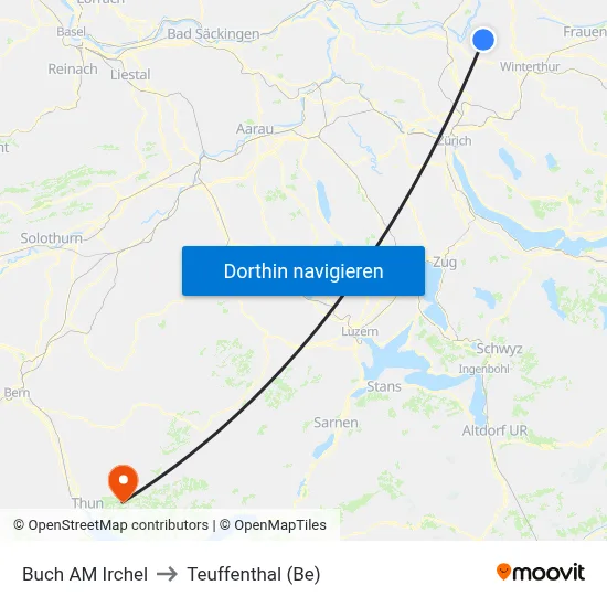 Buch AM Irchel to Teuffenthal (Be) map