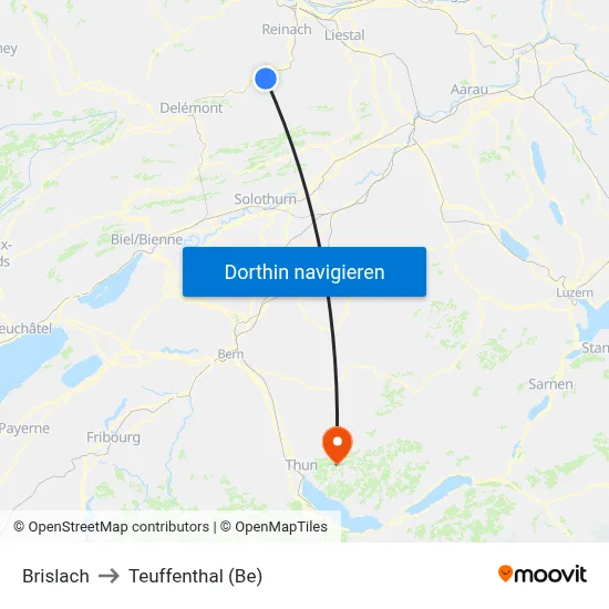 Brislach to Teuffenthal (Be) map