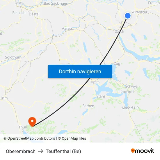 Oberembrach to Teuffenthal (Be) map