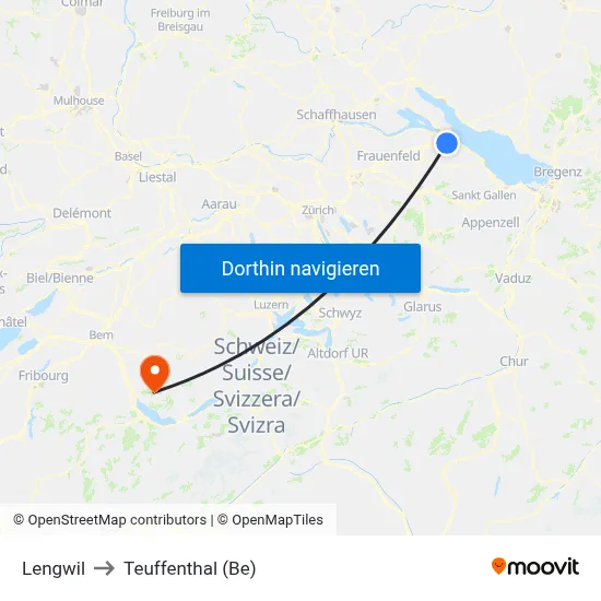 Lengwil to Teuffenthal (Be) map