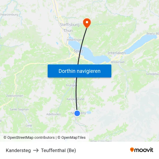 Kandersteg to Teuffenthal (Be) map