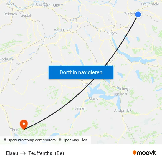 Elsau to Teuffenthal (Be) map
