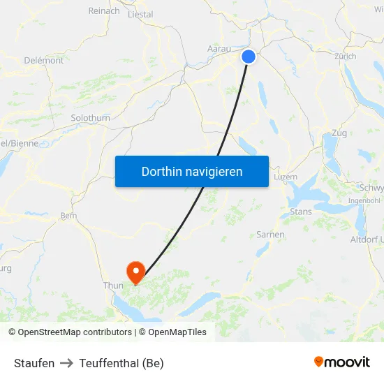 Staufen to Teuffenthal (Be) map