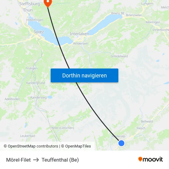 Mörel-Filet to Teuffenthal (Be) map