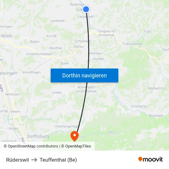 Rüderswil to Teuffenthal (Be) map