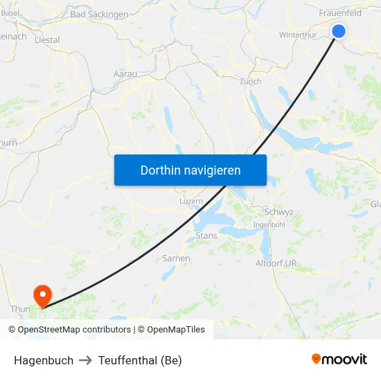 Hagenbuch to Teuffenthal (Be) map