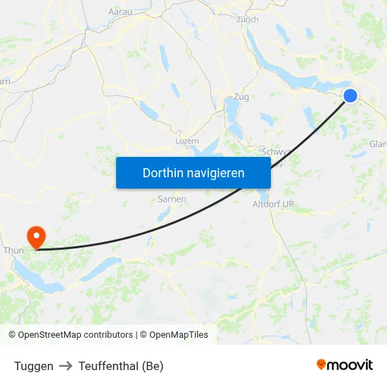 Tuggen to Teuffenthal (Be) map