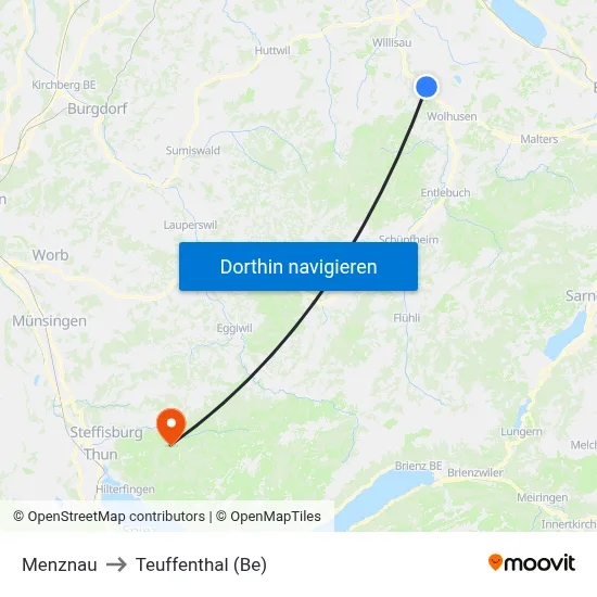 Menznau to Teuffenthal (Be) map