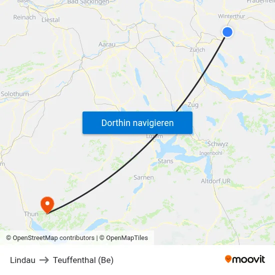 Lindau to Teuffenthal (Be) map