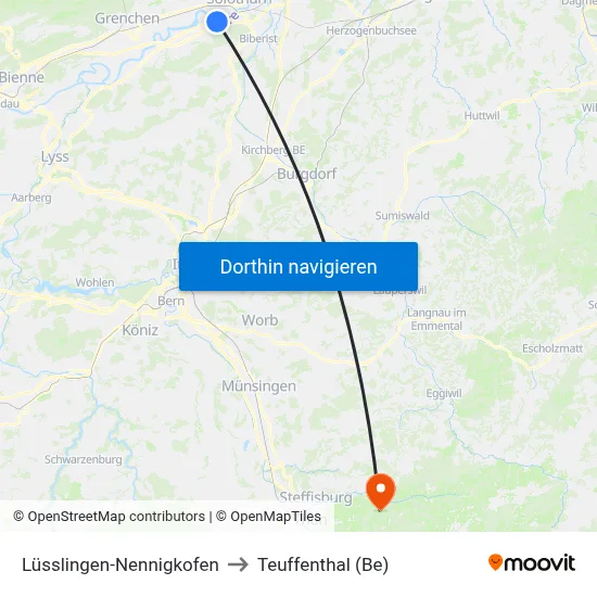 Lüsslingen-Nennigkofen to Teuffenthal (Be) map