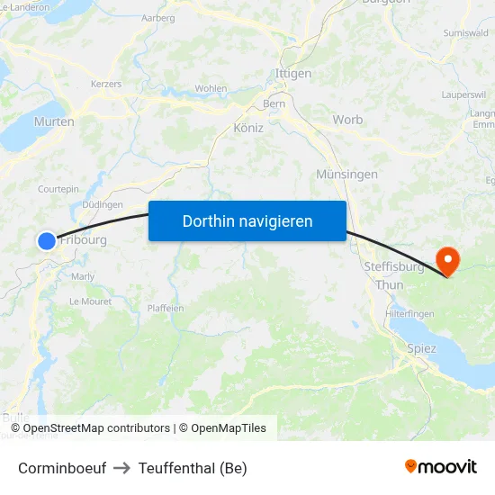 Corminboeuf to Teuffenthal (Be) map