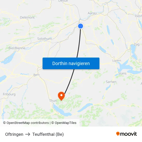 Oftringen to Teuffenthal (Be) map