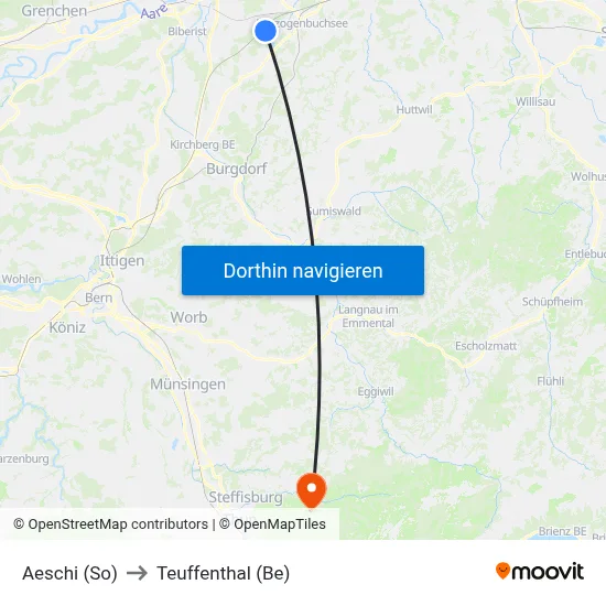 Aeschi (So) to Teuffenthal (Be) map