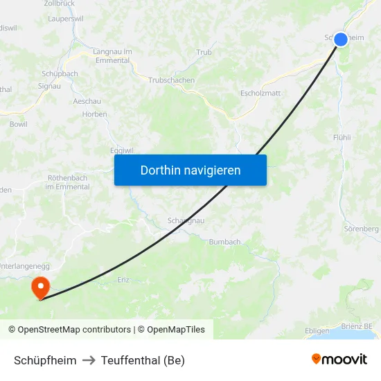 Schüpfheim to Teuffenthal (Be) map