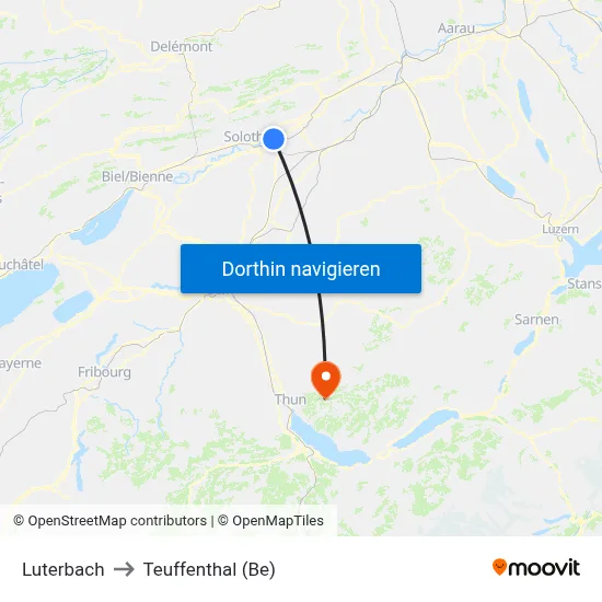 Luterbach to Teuffenthal (Be) map