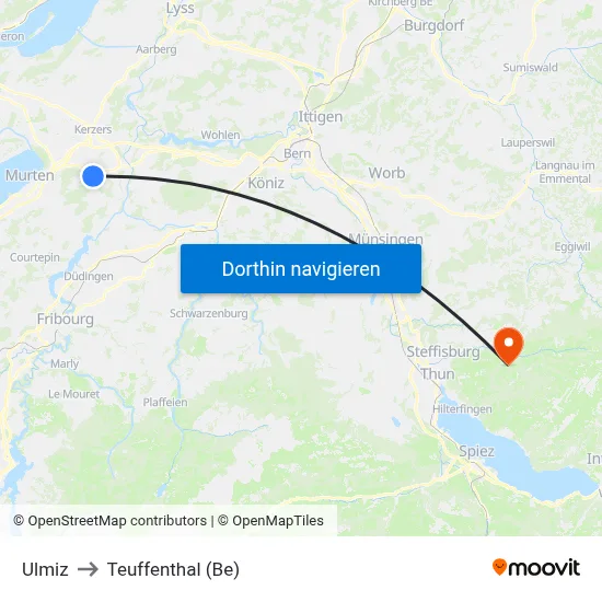 Ulmiz to Teuffenthal (Be) map