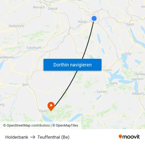 Holderbank to Teuffenthal (Be) map