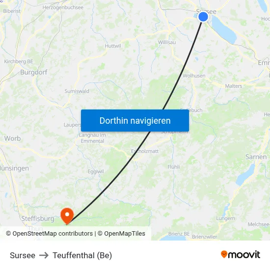 Sursee to Teuffenthal (Be) map