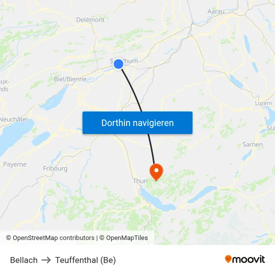 Bellach to Teuffenthal (Be) map