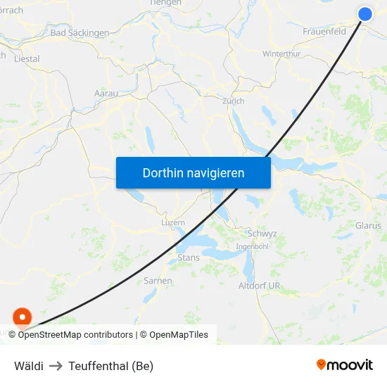Wäldi to Teuffenthal (Be) map