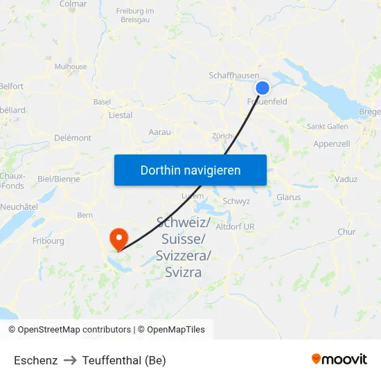 Eschenz to Teuffenthal (Be) map