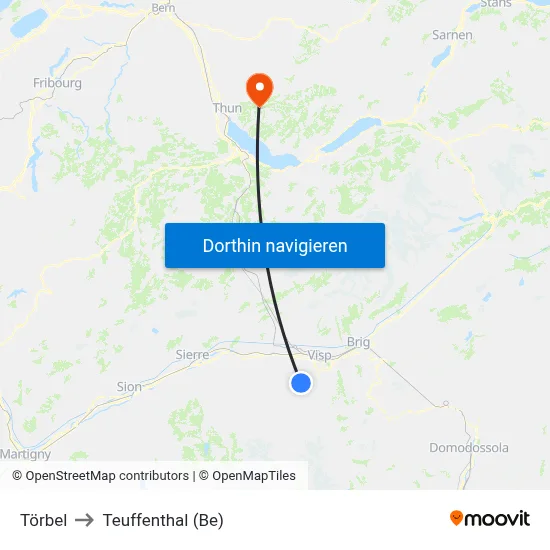 Törbel to Teuffenthal (Be) map