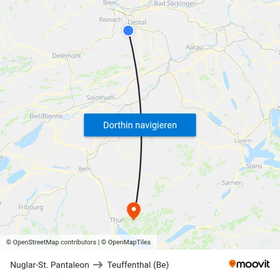 Nuglar-St. Pantaleon to Teuffenthal (Be) map