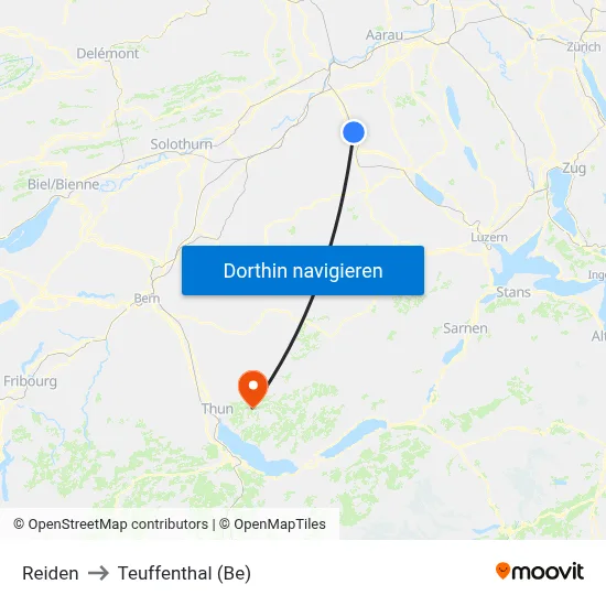 Reiden to Teuffenthal (Be) map