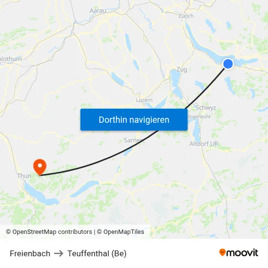 Freienbach to Teuffenthal (Be) map