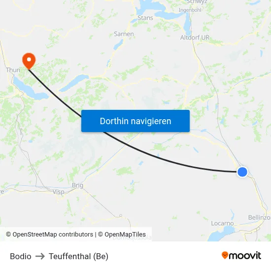 Bodio to Teuffenthal (Be) map