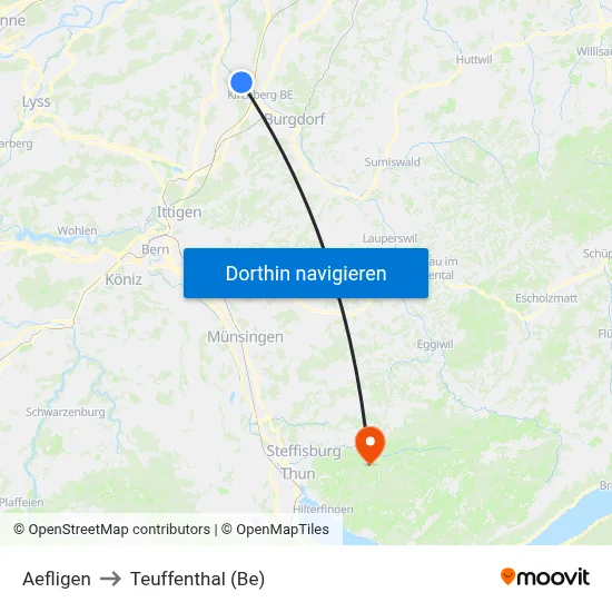 Aefligen to Teuffenthal (Be) map