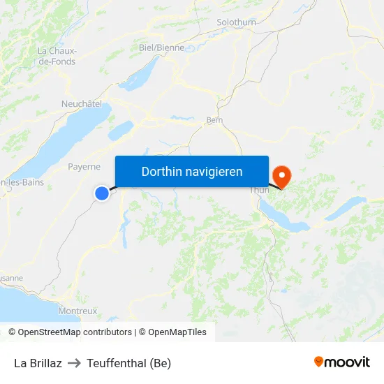 La Brillaz to Teuffenthal (Be) map