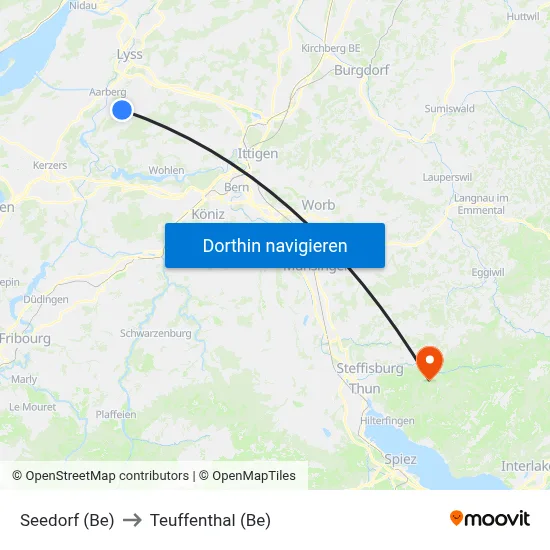 Seedorf (Be) to Teuffenthal (Be) map