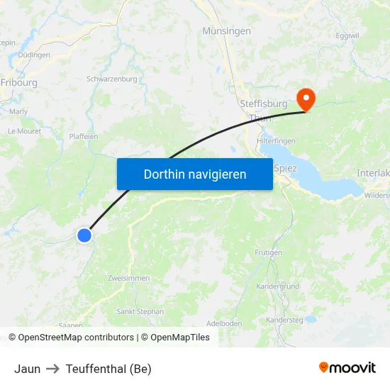 Jaun to Teuffenthal (Be) map