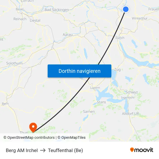 Berg AM Irchel to Teuffenthal (Be) map