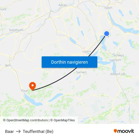 Baar to Teuffenthal (Be) map