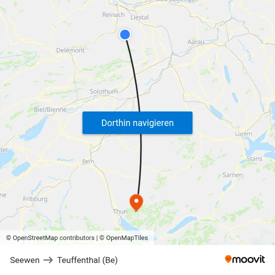 Seewen to Teuffenthal (Be) map