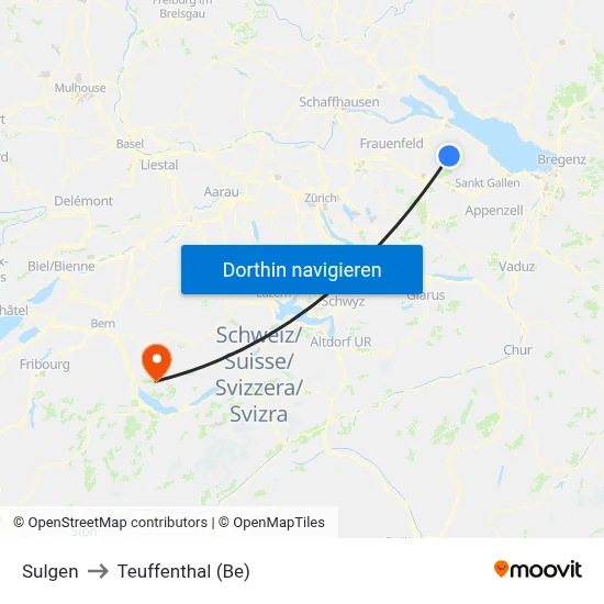 Sulgen to Teuffenthal (Be) map