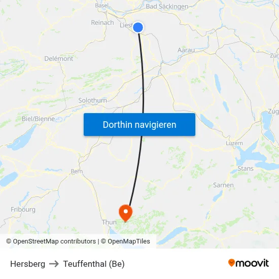 Hersberg to Teuffenthal (Be) map