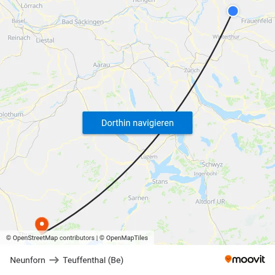 Neunforn to Teuffenthal (Be) map
