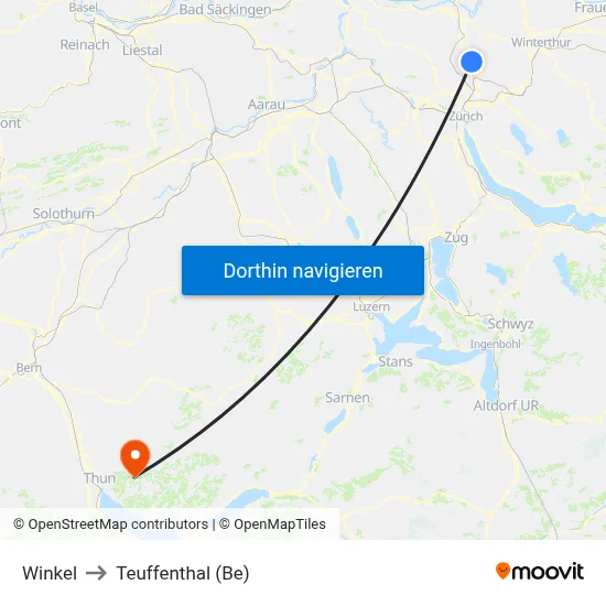 Winkel to Teuffenthal (Be) map