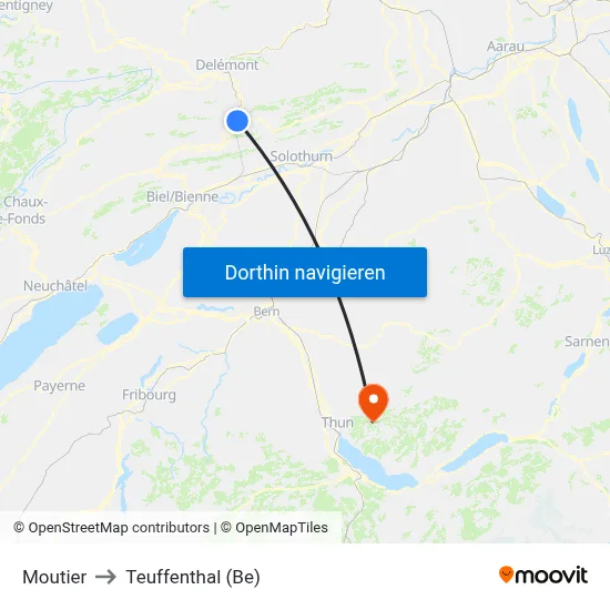 Moutier to Teuffenthal (Be) map