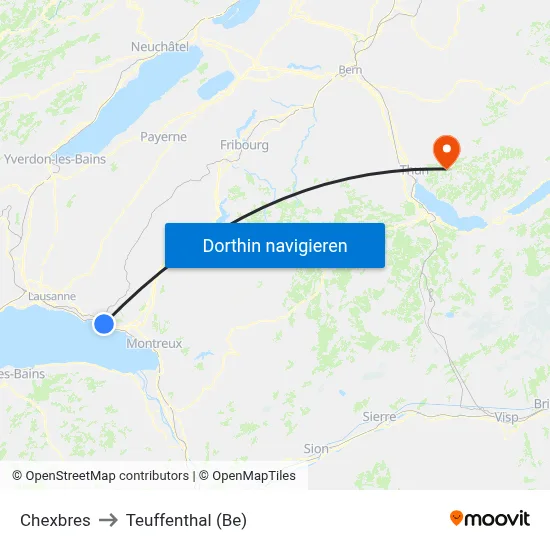 Chexbres to Teuffenthal (Be) map