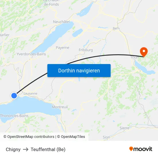 Chigny to Teuffenthal (Be) map