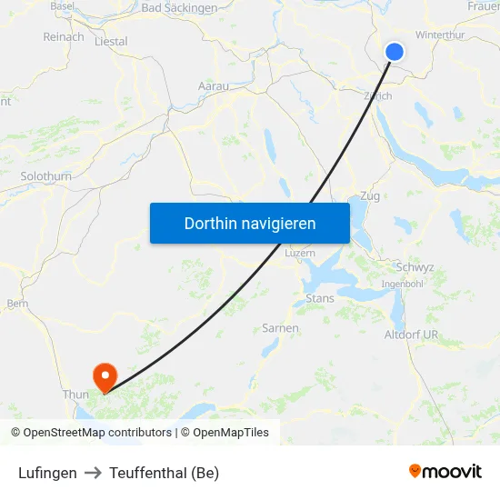 Lufingen to Teuffenthal (Be) map